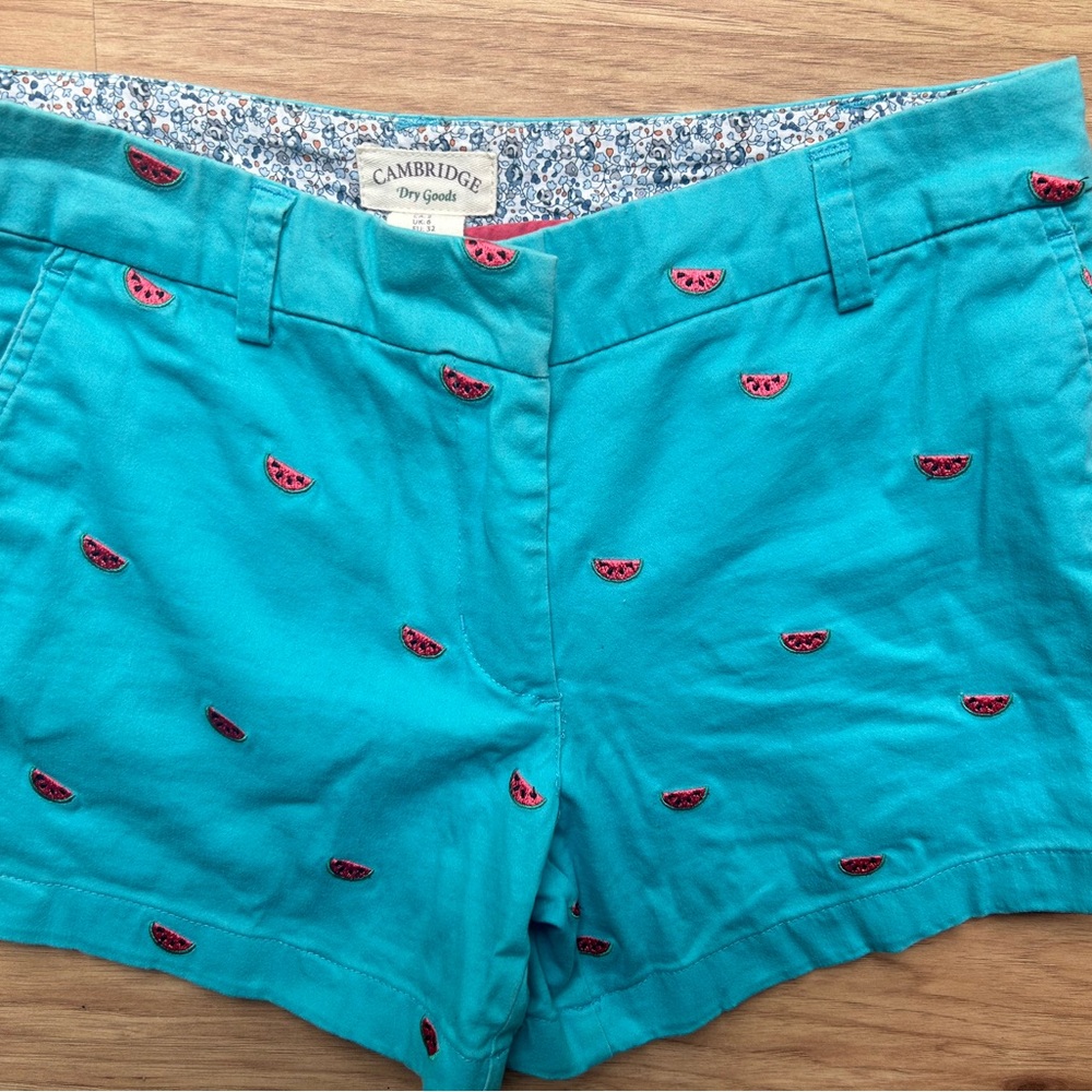 Francesca's Collections Turquoise Shorts with Watermelon Design